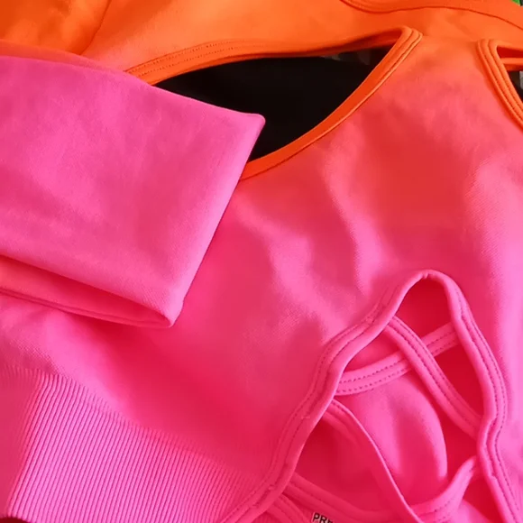 Sexy Prettylittlething plt shape ombre lace up cutout sports top (only) Large - Picture 7 of 7